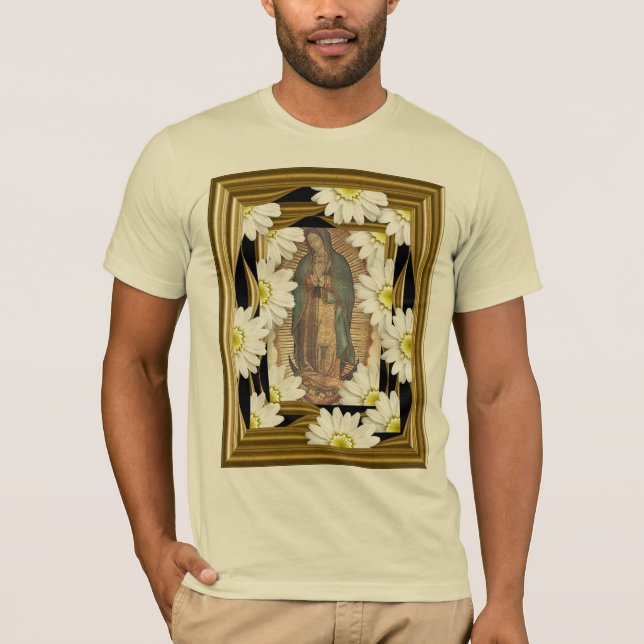Virgen de Guadalupe (with daisies) T-Shirt (Front)