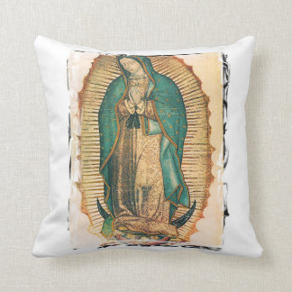 Virgen de Guadalupe with rugged frame Throw Pillow