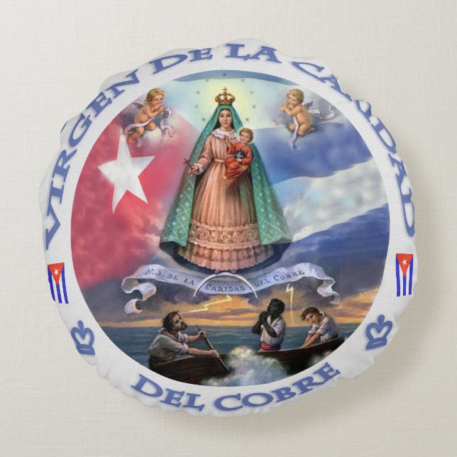 VIRGEN DE LA CARIDAD DEL COBRE CUBAN PATRIOT SAINT ROUND PILLOW (Back)