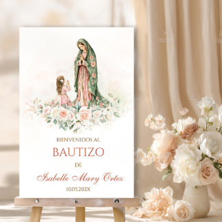 Virgen Guadalupe Bautizo Bienvenidos Niña Rosa Foam Board
