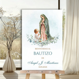 Virgen Guadalupe Bautizo Bienvenidos Niño Azul Foam Board