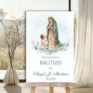 Virgen Guadalupe Bautizo Bienvenidos Niño Azul Foam Board