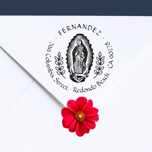 Virgen Guadalupe Christian Vintage Return Address Self_inking Stamp