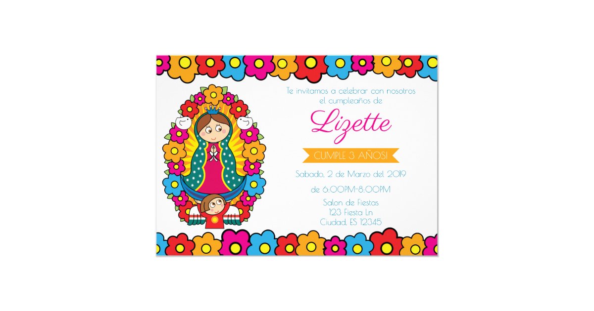 Virgencita Plis Invitacion De Cumpleanos Invitation Zazzle Com