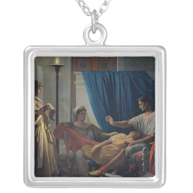 Virgil Reading the Aeneid Silver Plated Necklace (Front)