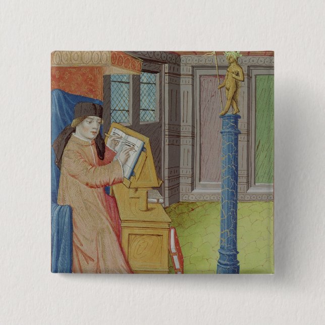 Virgil writing before Artemis Button (Front)