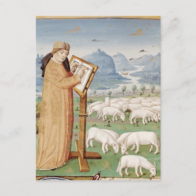 Virgil Writing in a Field of Sheep and Goats Postcard (Front)
