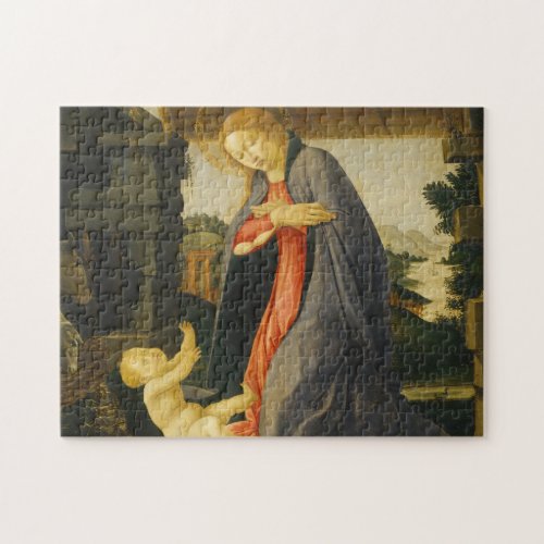 Virgin Adoring Child Sandro Botticelli Painting Jigsaw Puzzle