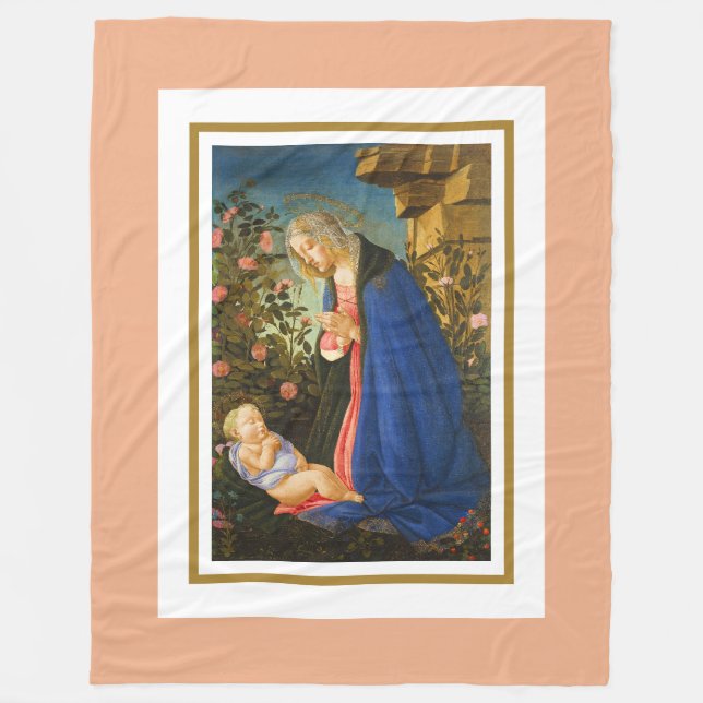 VIRGIN ADORING SLEEPING CHRIST CHILD  FLEECE BLANKET (Front)