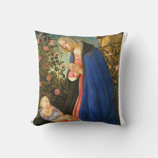 VIRGIN ADORING SLEEPING CHRIST CHILD  THROW PILLOW (Front)