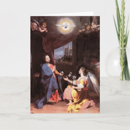 VIRGIN AND ANNUNCIATION ANGEL HOLIDAY CARD
