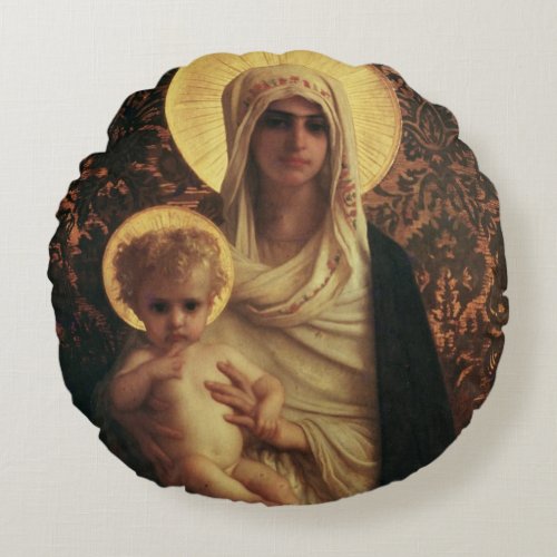 Virgin and Child 1872 Round Pillow