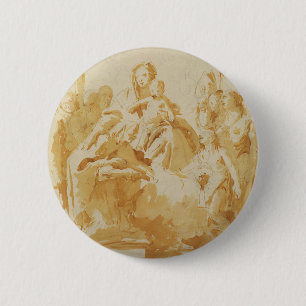 Virgin and Child Adored by Bishops, Monks & Women Button