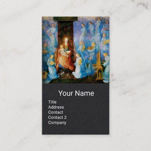 VIRGIN AND CHILD BLUE MUSICAL ANGELS Black Paper Business Card