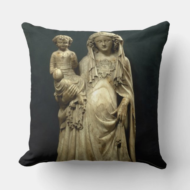 Virgin and Child, c.1375 (alabaster) Throw Pillow (Front)