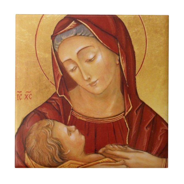 virgin and child ceramic tile (Front)
