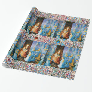 VIRGIN AND CHILD,CONCERT OF ANGELS,PRECIOUS JEWELS WRAPPING PAPER
