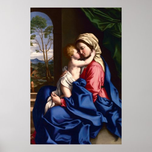 Virgin and Child Embracing by Sassoferrato Poster