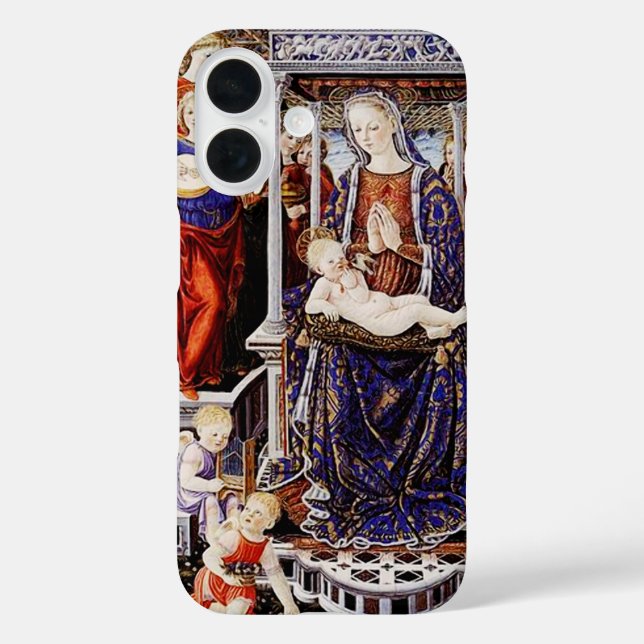 Virgin and Child Enthroned with Music-Making Angel Case-Mate iPhone Case (Back)