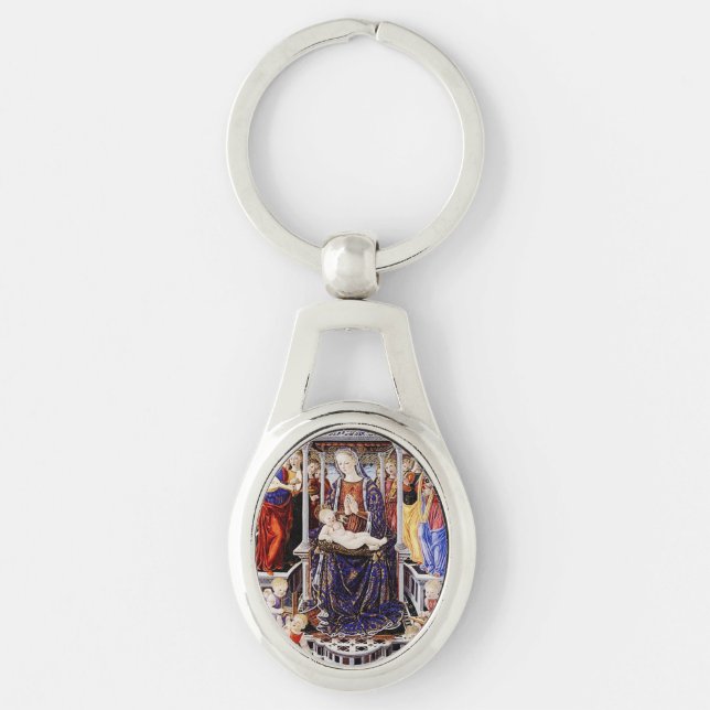 Virgin and Child Enthroned with Music-Making Angel Keychain (Front)