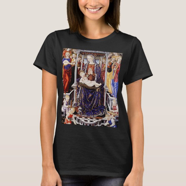 Virgin and Child Enthroned with Music-Making Angel T-Shirt (Front)
