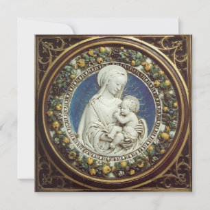 VIRGIN AND CHILD FLORAL CROWN Blue Gem Christmas Invitation
