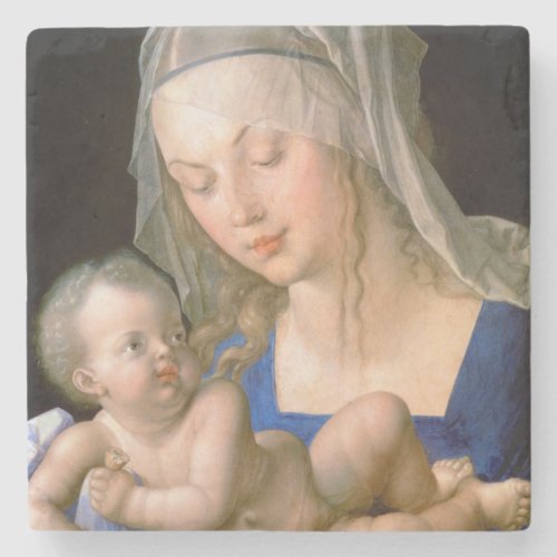 Virgin and child holding a half_eaten pear 1512 stone coaster