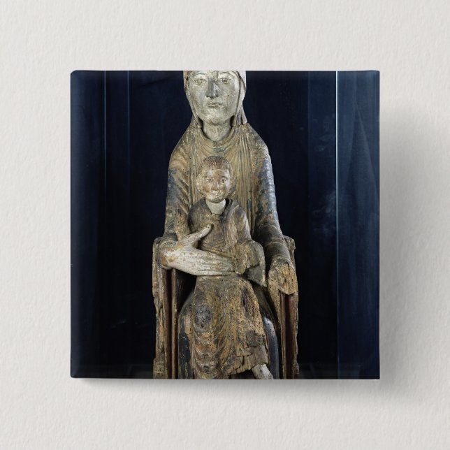 Virgin and Child in Majestd, from Forez Pinback Button (Front)