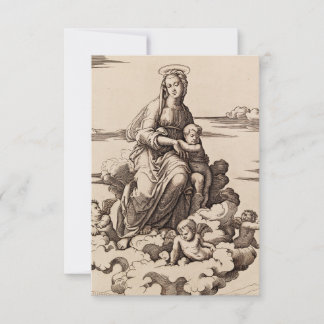 Virgin and Child in the Clouds Art Holy Card 