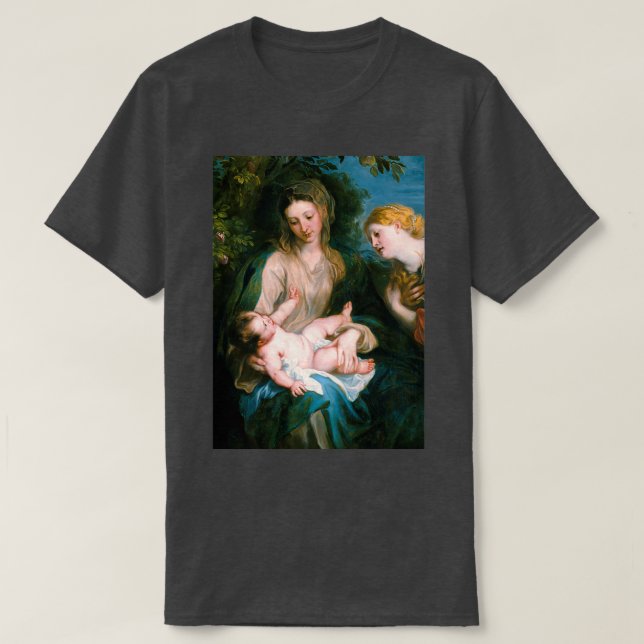 Virgin and Child Merry Christmas T-Shirt (Design Front)