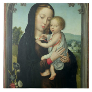 Virgin and Child (oil on panel) Ceramic Tile