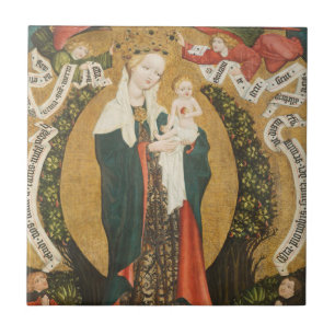 Virgin and Child on a Crescent Moon from Destna Ceramic Tile