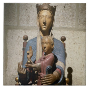 Virgin and Child, (polychrome wood) Ceramic Tile