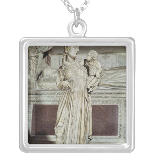 Virgin and Child Silver Plated Necklace (Front)