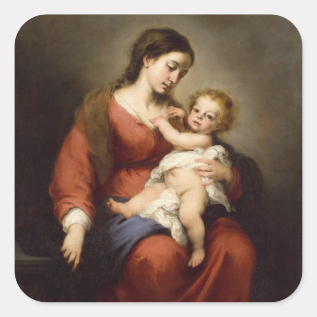 Virgin and Child Square Sticker (Front)