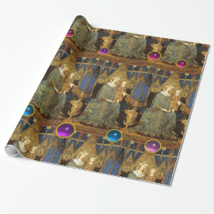 VIRGIN AND CHILD WITH BLUE ,PINK,PURPLE GEMSTONES WRAPPING PAPER