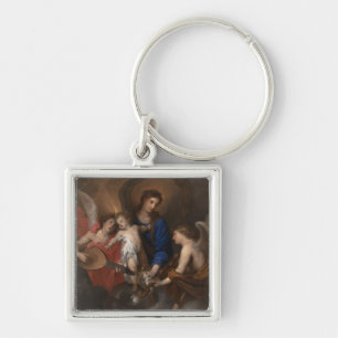 Virgin and Child with Music Making Angels Keychain
