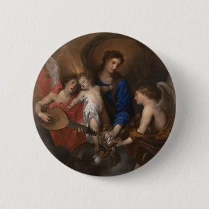Virgin and Child with Music Making Angels Pinback Button