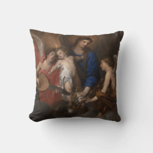 Virgin and Child with Music Making Angels Throw Pillow