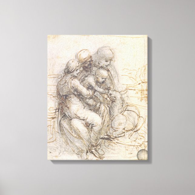 Virgin and Child with St. Anne, c.1501-10 (pen and Canvas Print (Front)
