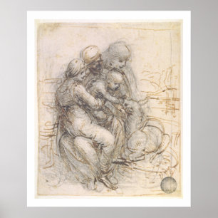 Virgin and Child with St. Anne, c.1501-10 (pen and Poster