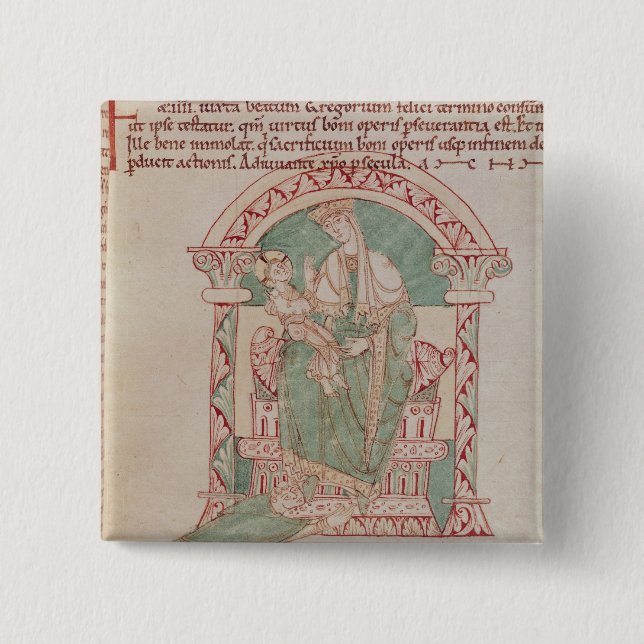 Virgin and Child with St. Gregory the Great Pinback Button (Front)