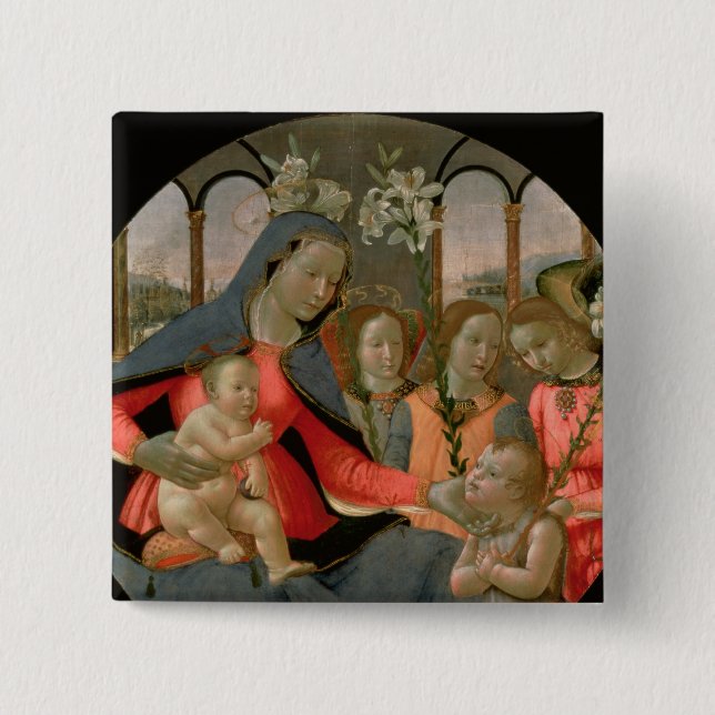 Virgin and Child with St. John the Baptist Pinback Button (Front)