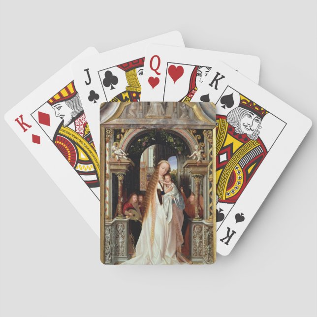 Virgin and Child with Three Angels, central panel Poker Cards (Back)