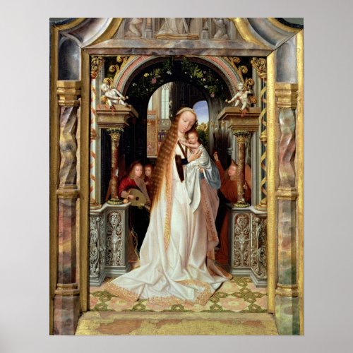 Virgin and Child with Three Angels central panel Poster