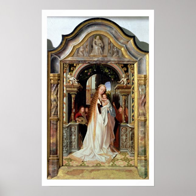 Virgin and Child with Three Angels, central panel Poster (Front)