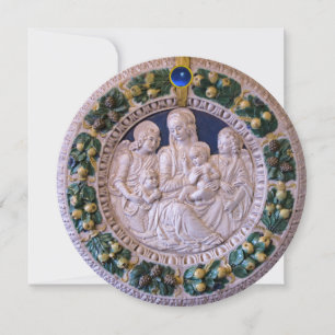 VIRGIN CHILD AND ANGELS FLORAL CROWN Christmas Invitation