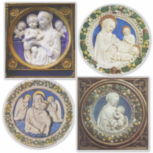 VIRGIN,CHILD AND ANGELS, NATIVITY CHRISTMAS ROUND STICKER