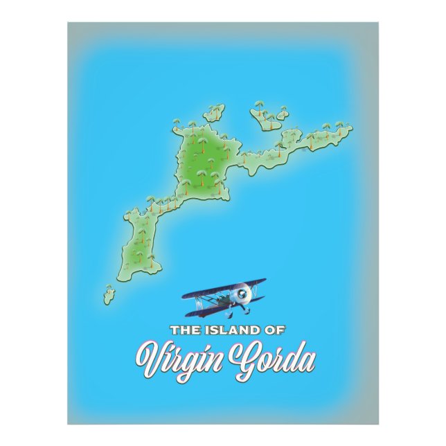 Virgin Gorda Map Photo Print (Front)