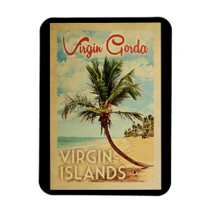 Virgin Gorda Palm Tree Vintage Travel Magnet